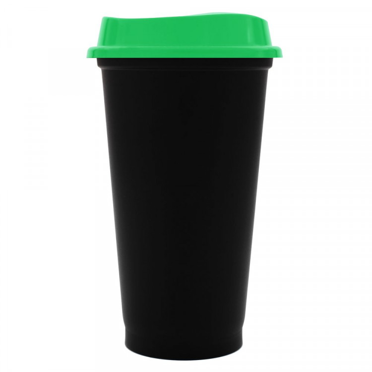 Стакан с крышкой Color Cap Black, черный с зеленым