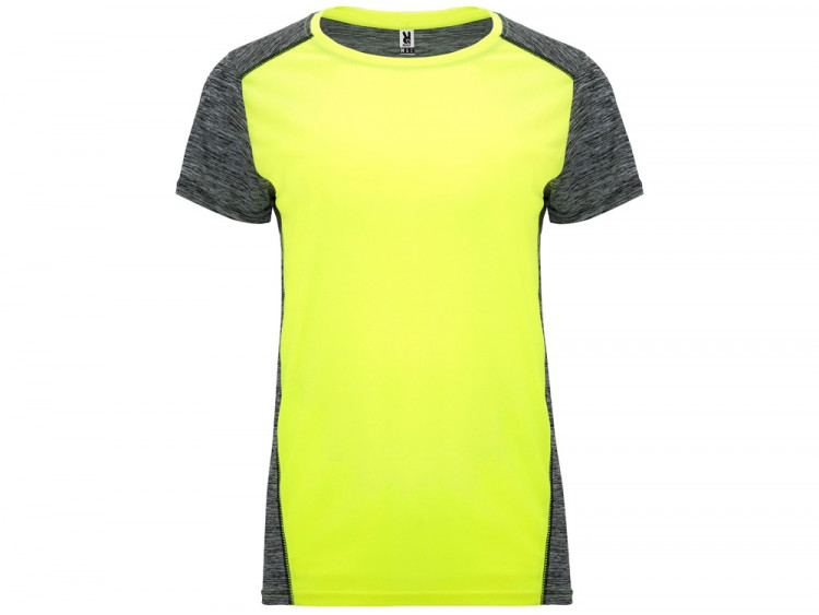 Спортивная футболка Zolder женская, неоновый желтый/меланжевый черный