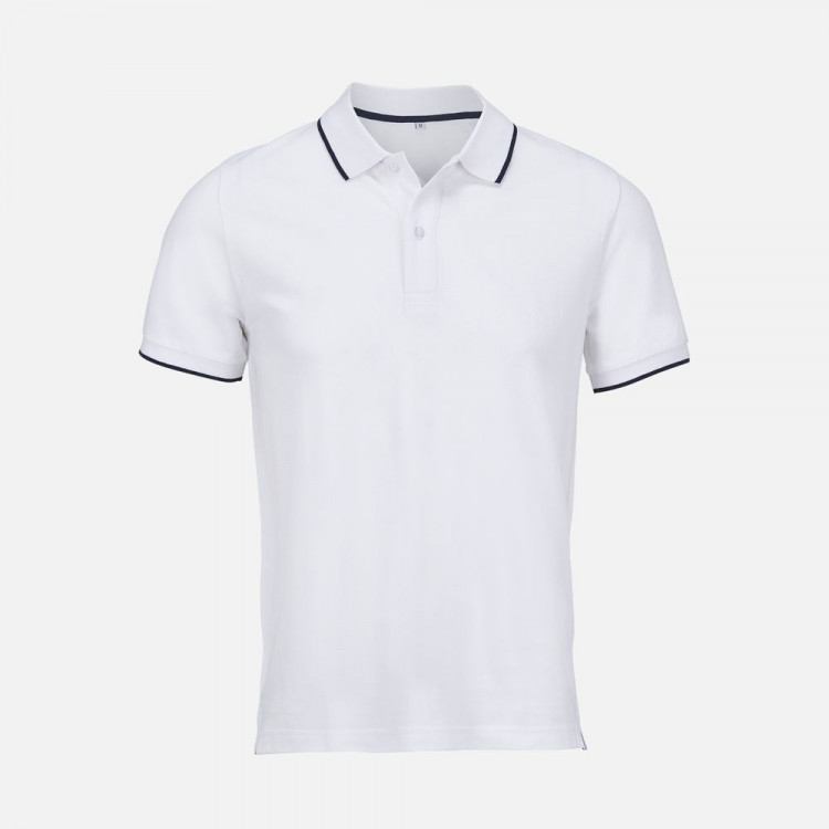 Рубашка поло унисекс Palermo, белая с темно-синим