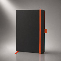 Блокнот ColorNote Black, твердая обложка A5, 80 листов, черный с оранжевым