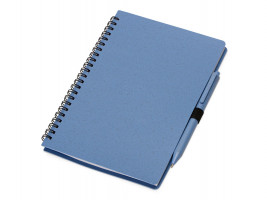 Блокнот А5 Toledo M, синий + ручка шариковая Pianta из пшеничной соломы, синий