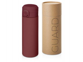 Вакуумная термокружка Waterline c кнопкой Guard, 400 мл, тубус, бургунди