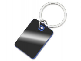 Металлический брелок с пластиковой цветной вставкой SteelPop Rct, серебристый с синим